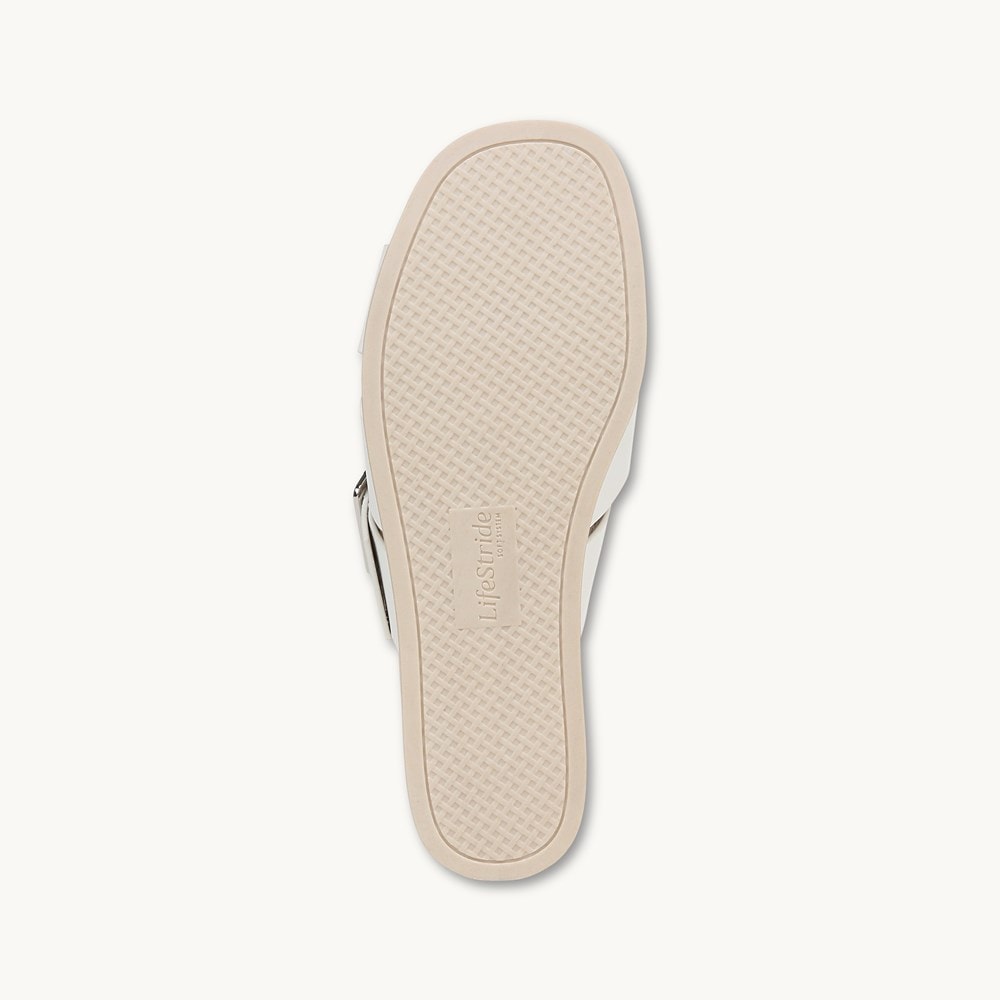 LifeStride Getaway Sandal - Bright White Faux Leather
