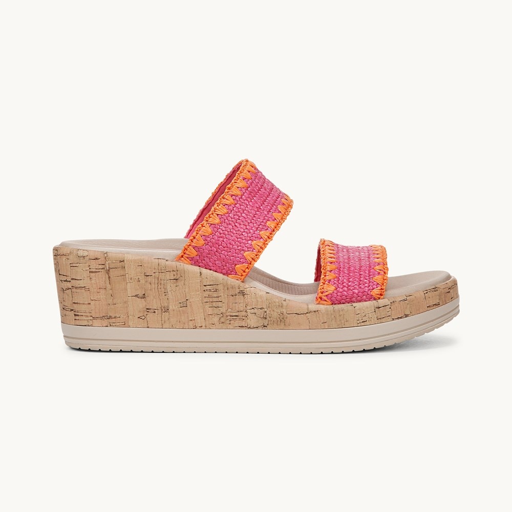 LifeStride Resort Wedge Sandal - Pink Multi Stretch Gore Fabric