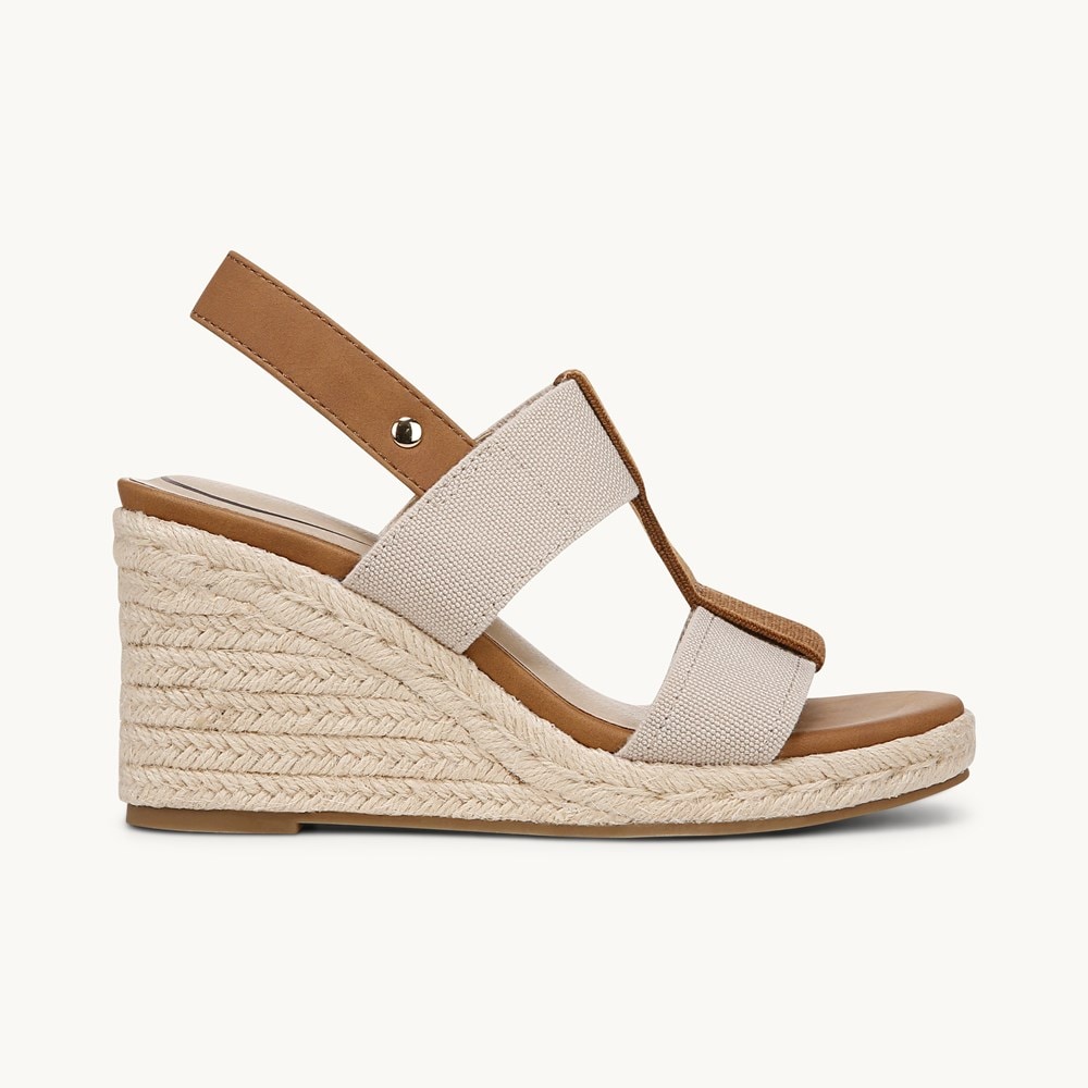 LifeStride Tallulah Espadrille Wedge Sandal - Tan Faux Leather