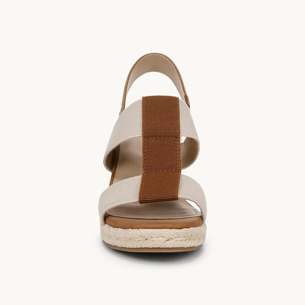 LifeStride Tallulah Espadrille Wedge Sandal - Tan Faux Leather