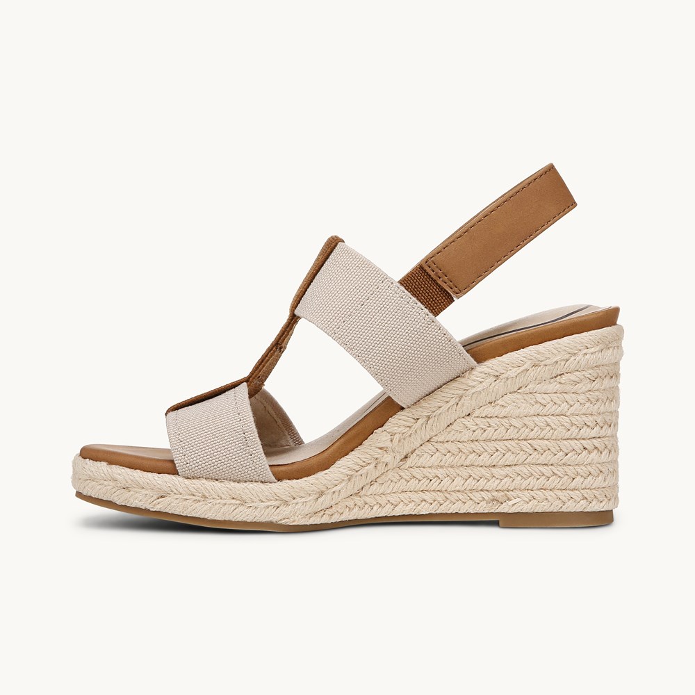LifeStride Tallulah Espadrille Wedge Sandal - Tan Faux Leather