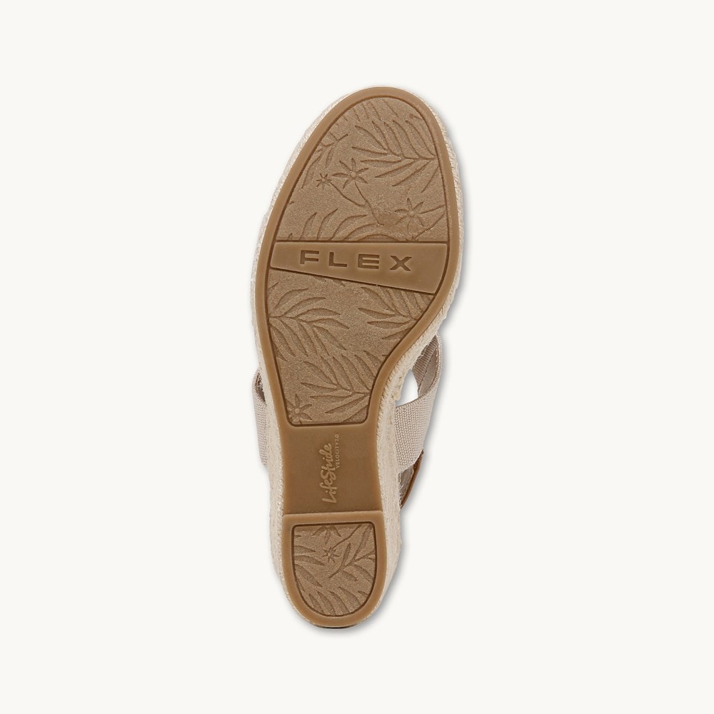 LifeStride Tallulah Espadrille Wedge Sandal - Tan Faux Leather