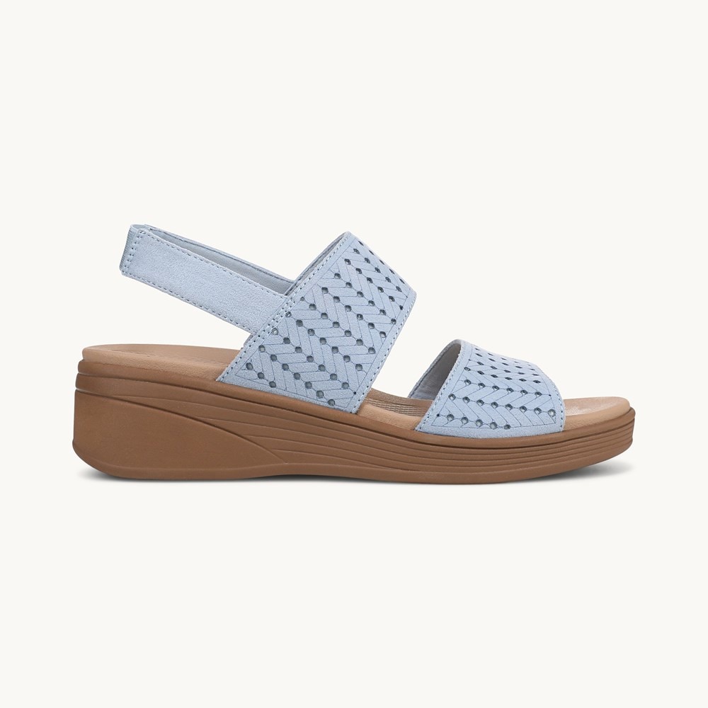 LifeStride Festive Slingback Wedge Sandal - Skyway Blue Stretch Fabric