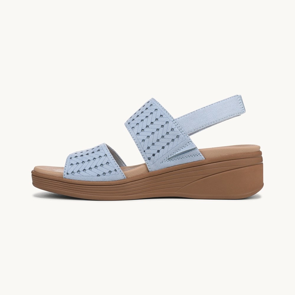 LifeStride Festive Slingback Wedge Sandal - Skyway Blue Stretch Fabric