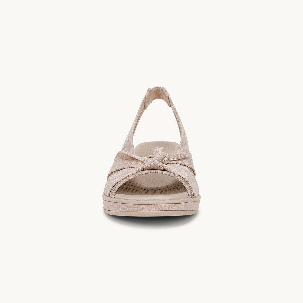 LifeStride Bell Slingback Wedge Sandal - Barely Beige Knit Fabric