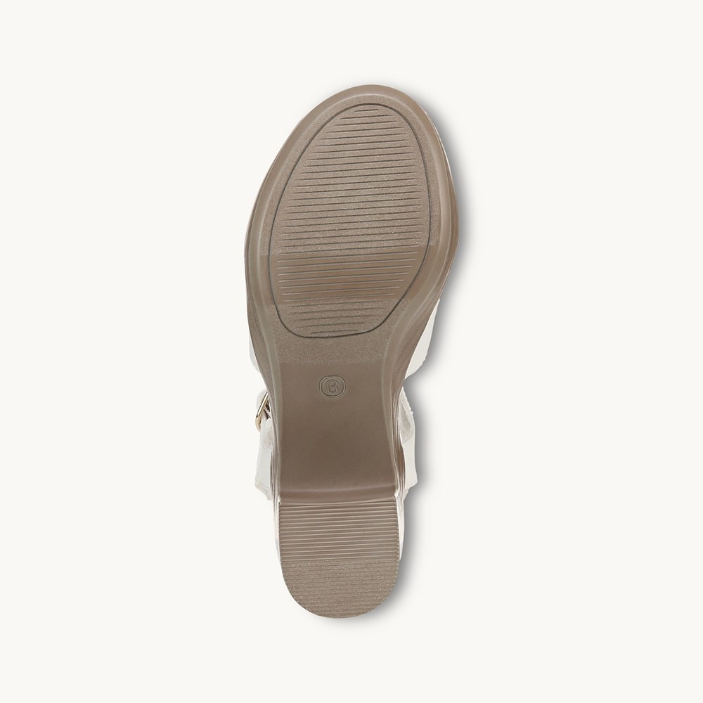 LifeStride Everly Block Heel Sandal - White Stretch Denim Fabric