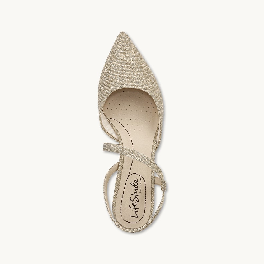 LifeStride Minimalist Pump - Light Gold Rhinestone Fabric