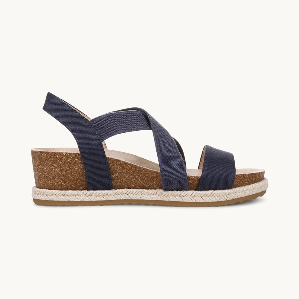 LifeStride Breeze Strappy Wedge Sandal - Lux Navy Fabric