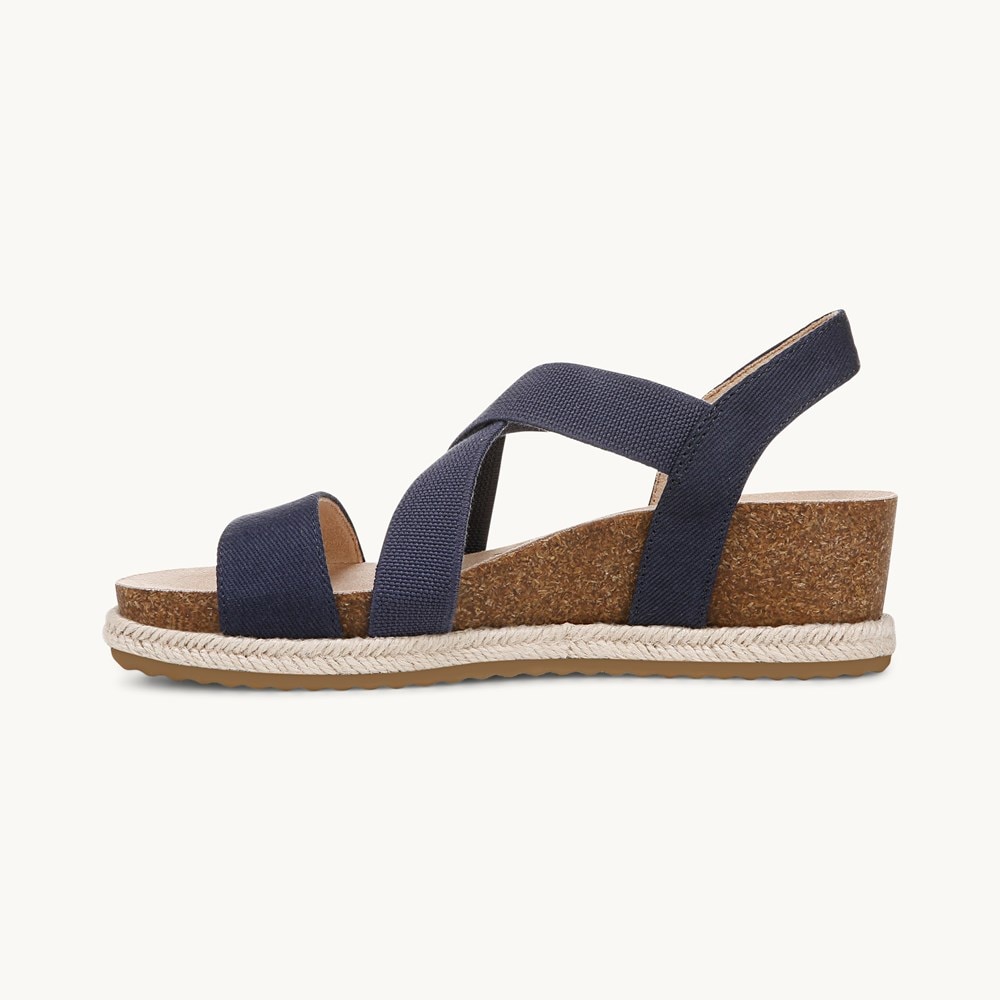 LifeStride Breeze Strappy Wedge Sandal - Lux Navy Fabric