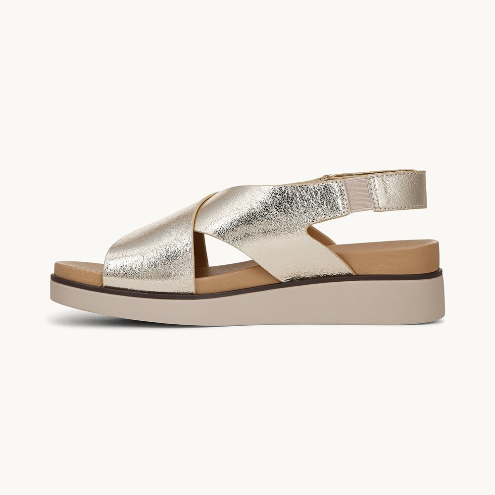 LifeStride Georgina Slingback Sandal - Platino Gold Faux Leather