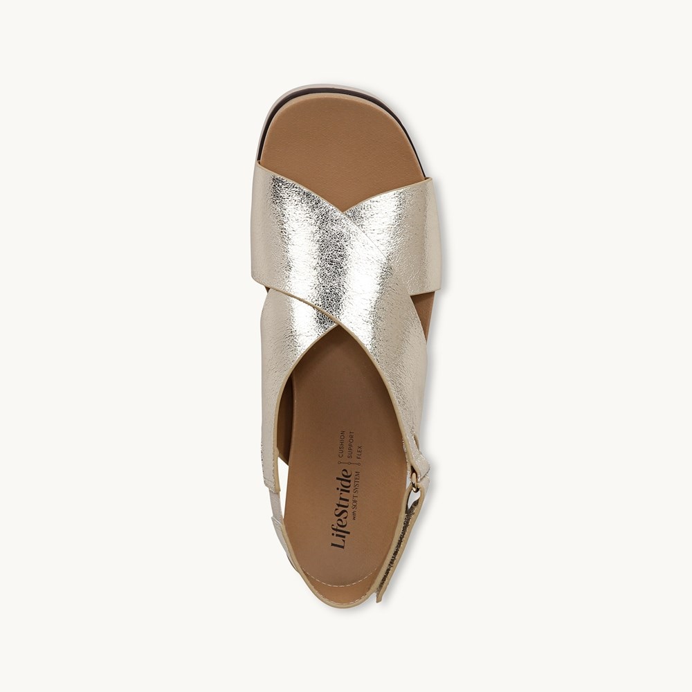 LifeStride Georgina Slingback Sandal - Platino Gold Faux Leather