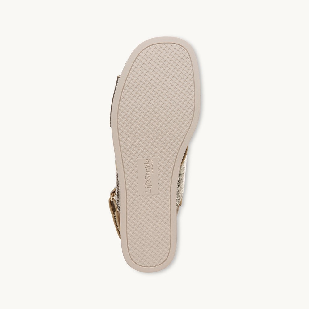 LifeStride Georgina Slingback Sandal - Platino Gold Faux Leather