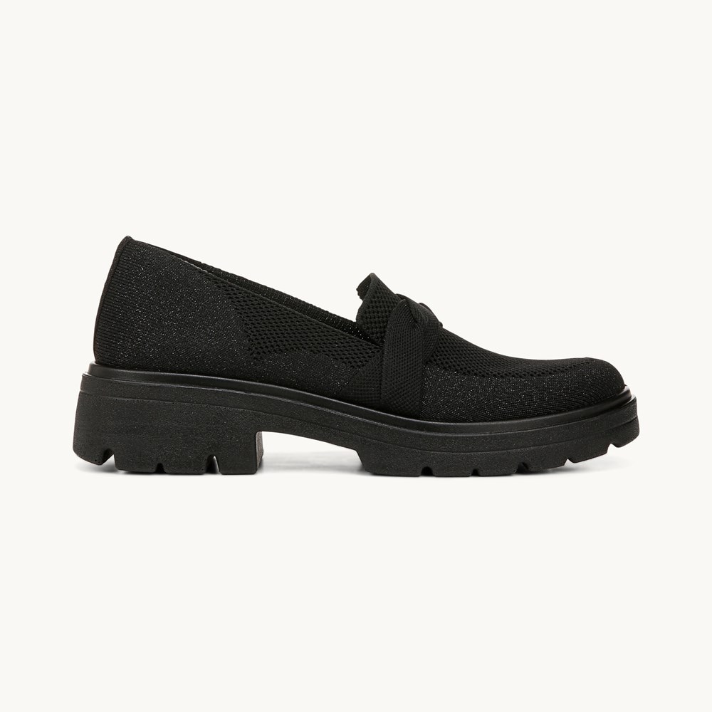 LifeStride Muse Bow Loafer - Black Knit Fabric