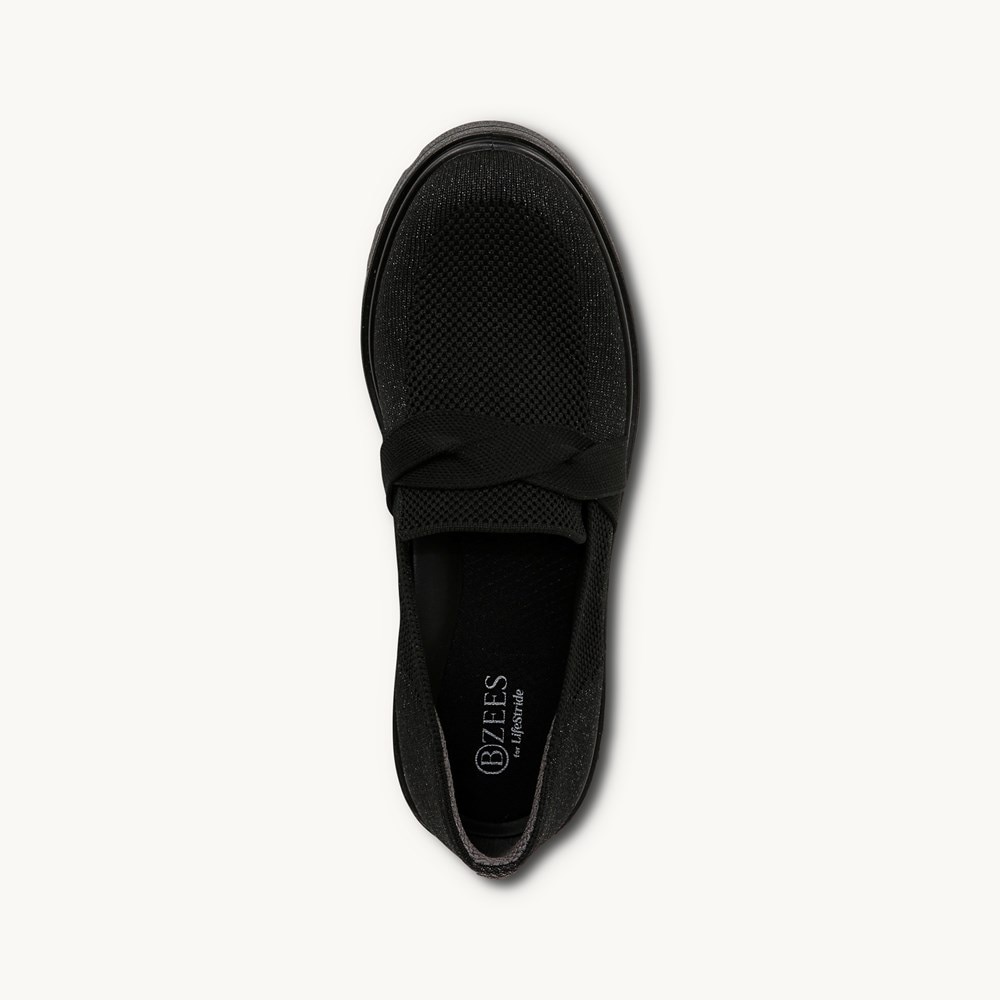 LifeStride Muse Bow Loafer - Black Knit Fabric