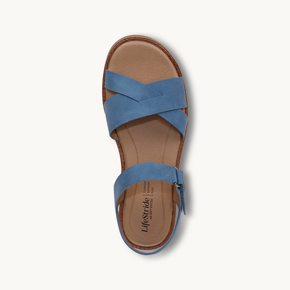 LifeStride Wren Strappy Sandal - Blue Faux Leather