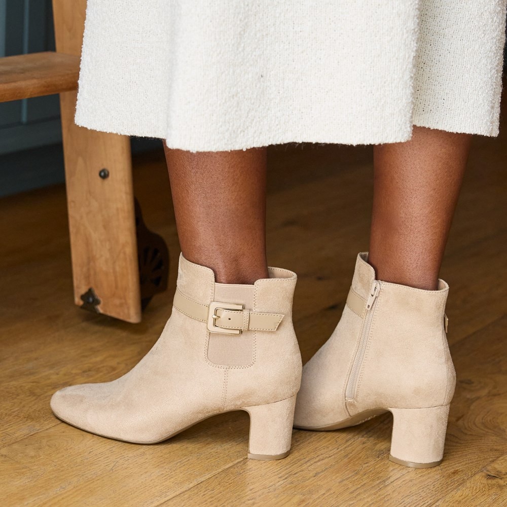 LifeStride Truly Ankle Bootie - Dover Taupe Faux Leather