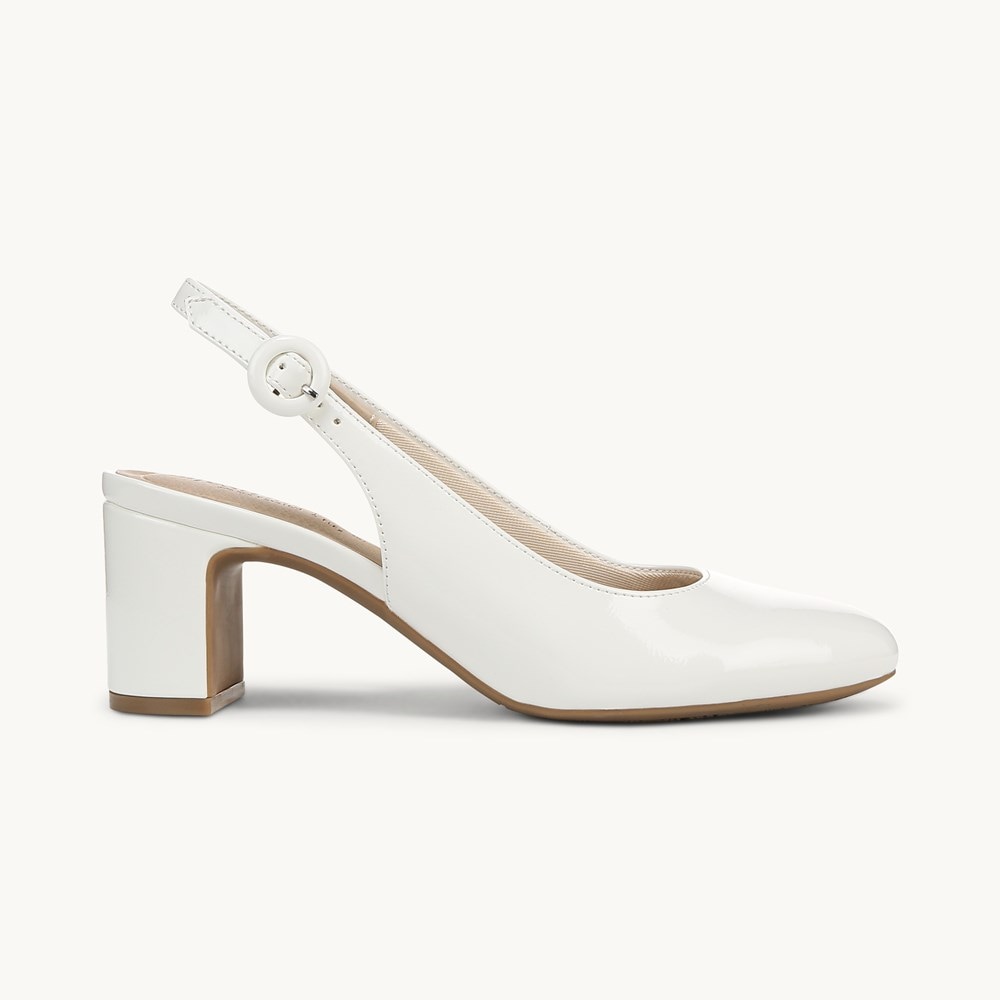 LifeStride Tia Slingback Pump - White Faux Leather