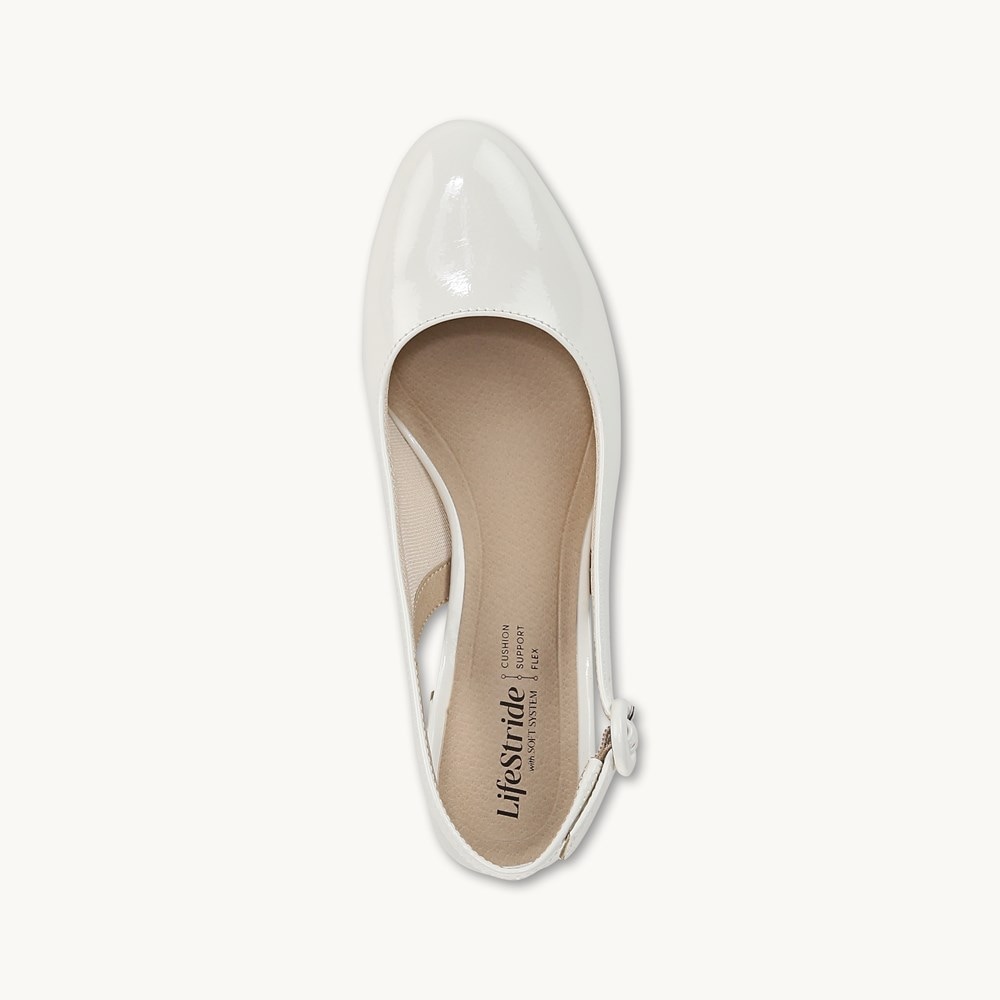 LifeStride Tia Slingback Pump - White Faux Leather