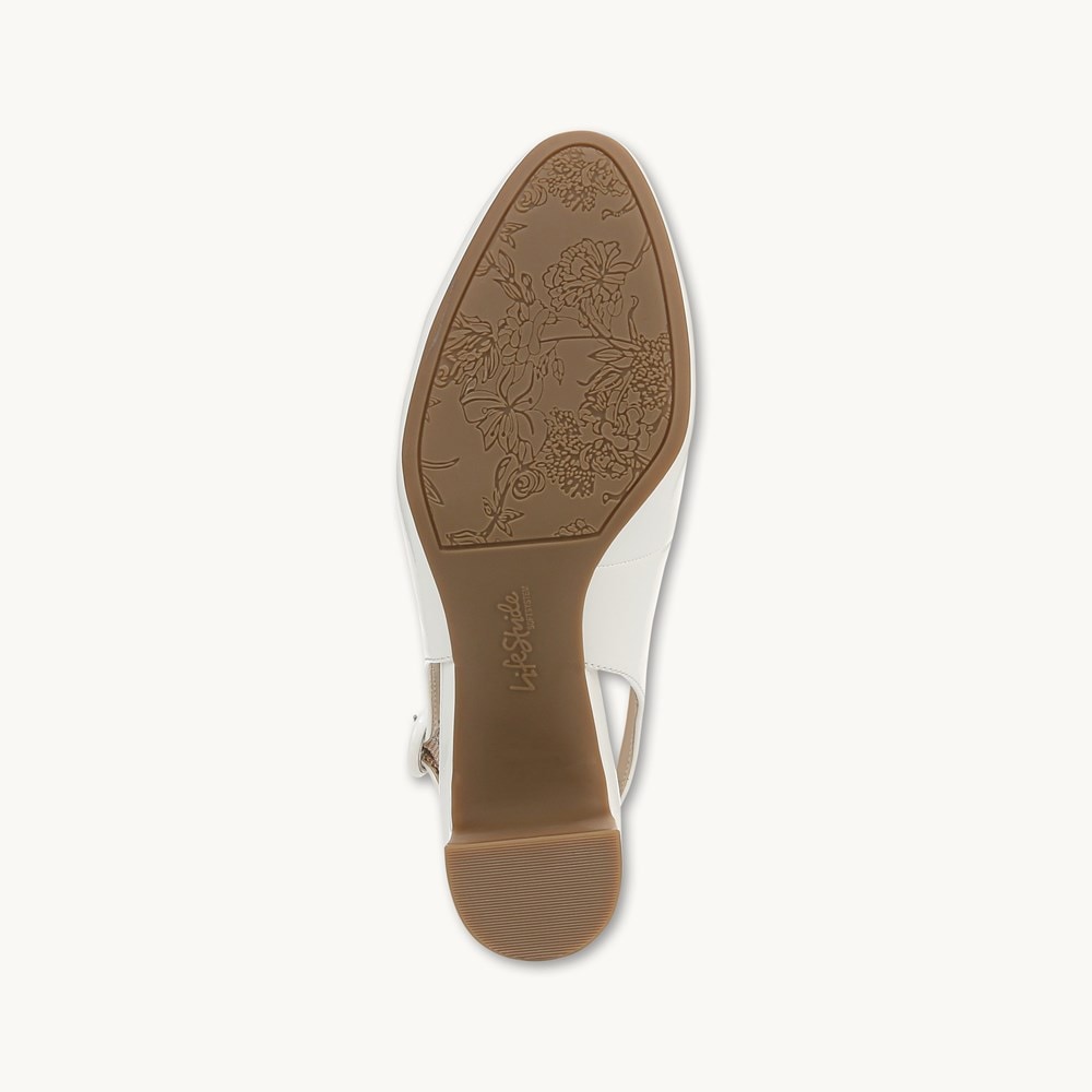 LifeStride Tia Slingback Pump - White Faux Leather