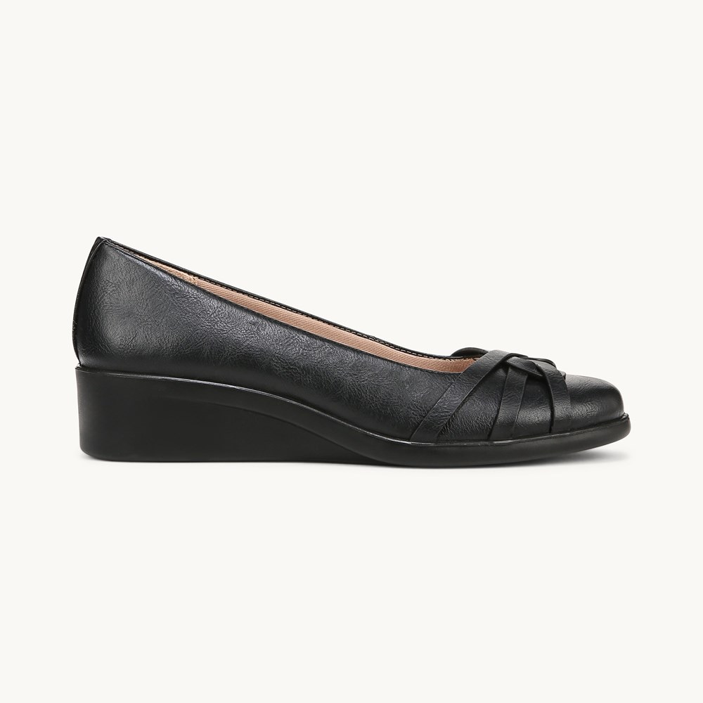 LifeStride Jorie Ballet Wedge - Black Faux Leather