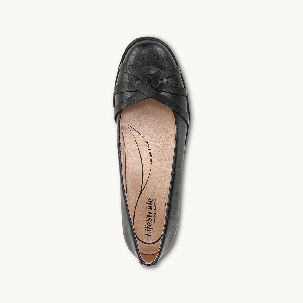 LifeStride Jorie Ballet Wedge - Black Faux Leather