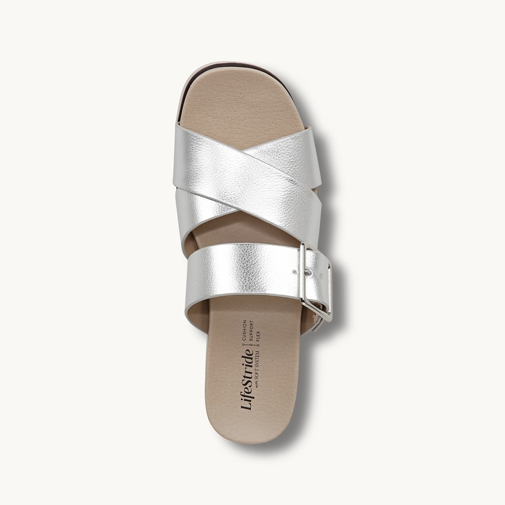 LifeStride Getaway Sandal - Silver Faux Leather