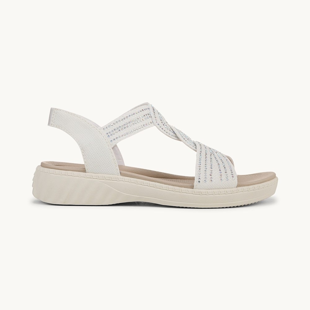 LifeStride Lilly Bright Strappy Sandal - Bright White Stretch Fabric