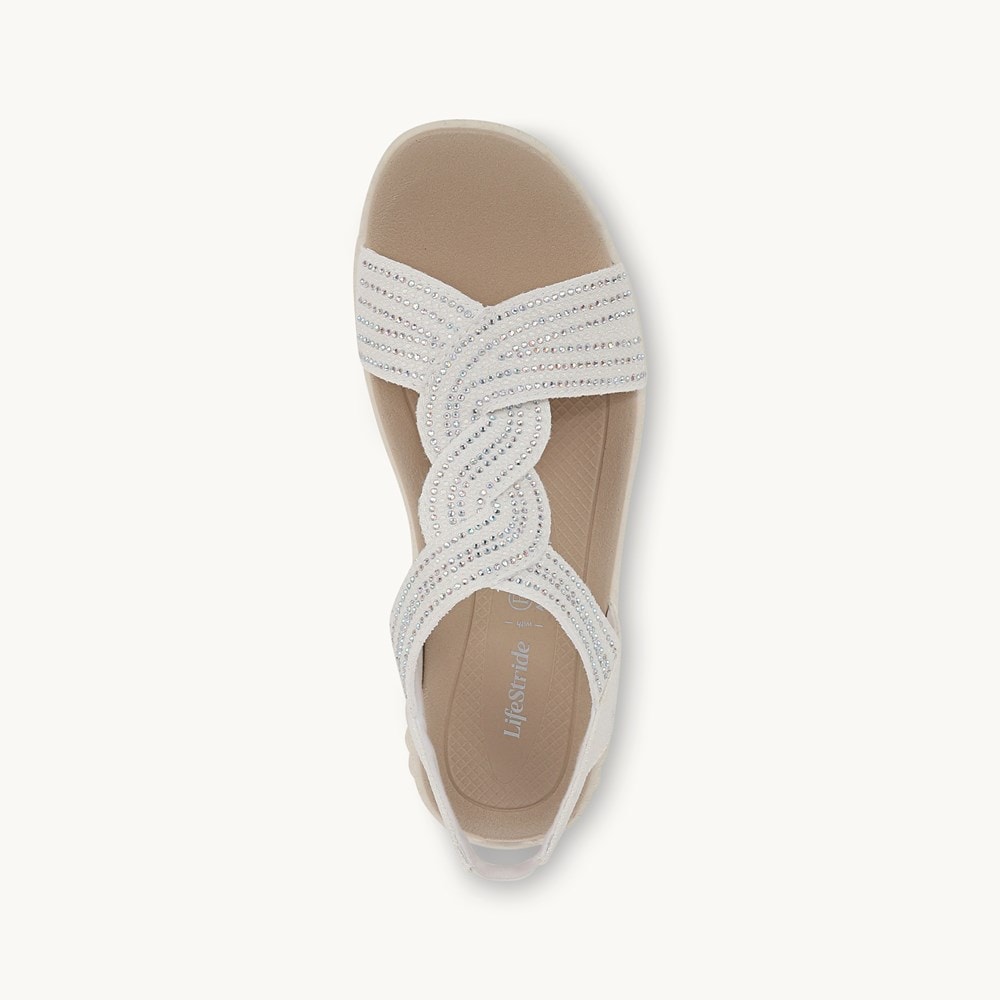 LifeStride Lilly Bright Strappy Sandal - Bright White Stretch Fabric