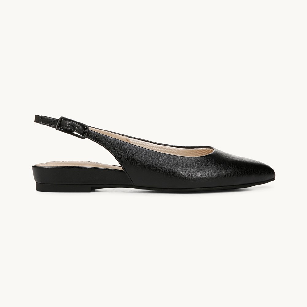 LifeStride Percy Slingback Flat - Black Faux Leather