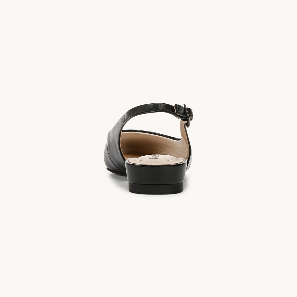 LifeStride Percy Slingback Flat - Black Faux Leather