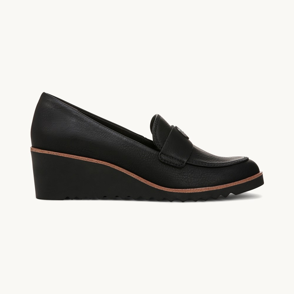LifeStride Zed Wedge Loafer - Black Faux Leather
