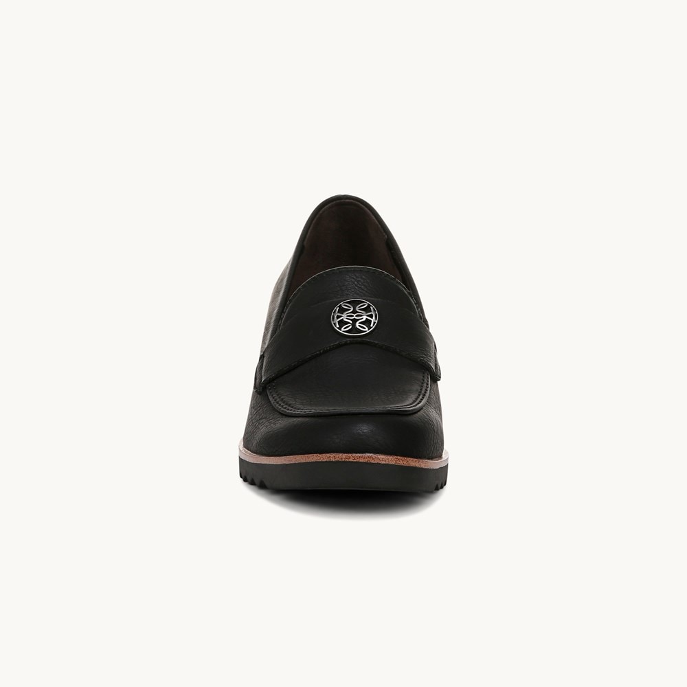 LifeStride Zed Wedge Loafer - Black Faux Leather