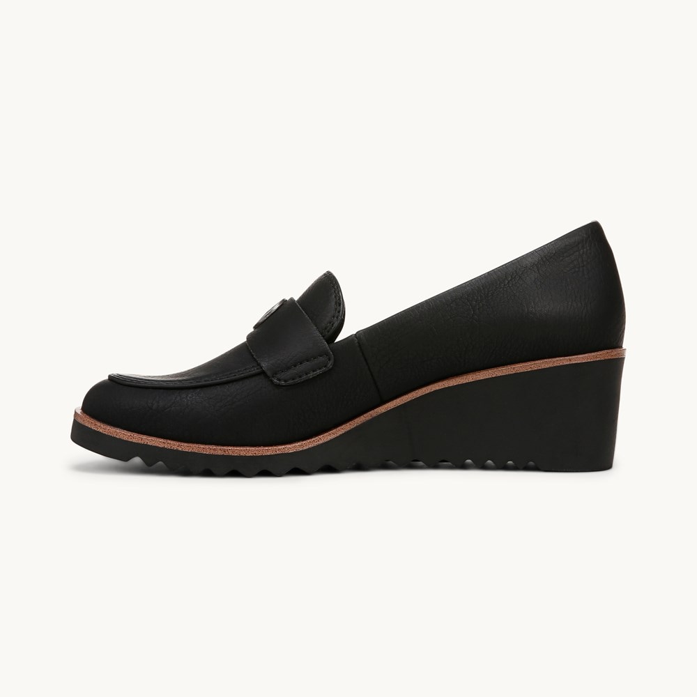 LifeStride Zed Wedge Loafer - Black Faux Leather