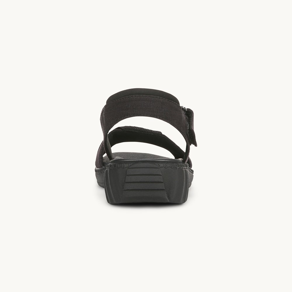 LifeStride Lane Strappy Sandal - Black Stretch Denim Fabric