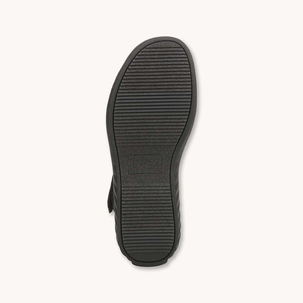 LifeStride Lane Strappy Sandal - Black Stretch Denim Fabric