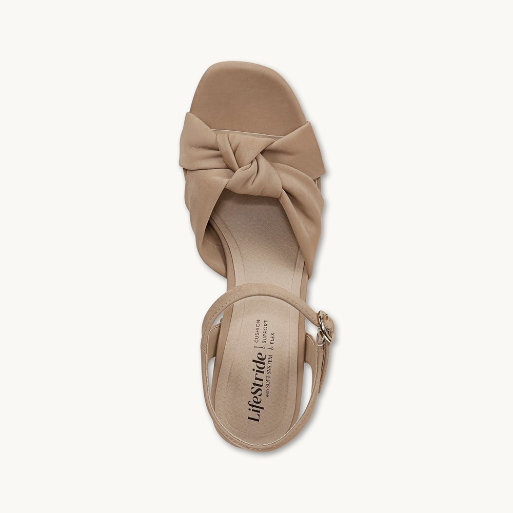 LifeStride August Dress Sandal - Tan Faux Leather