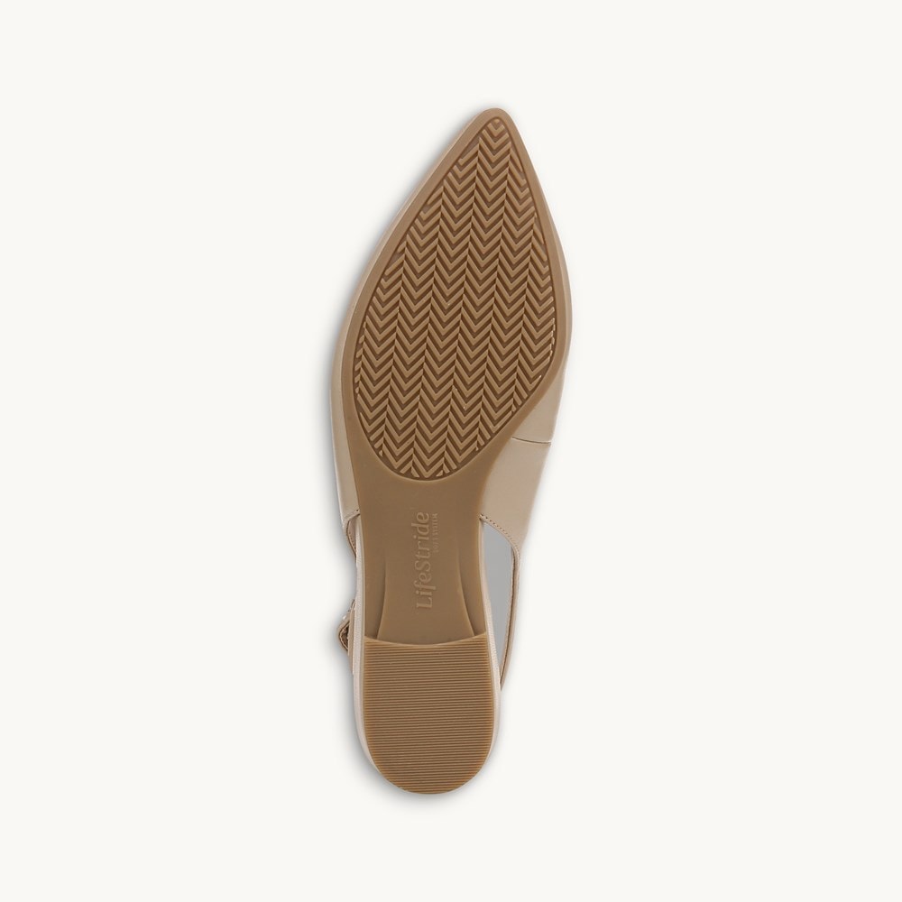 LifeStride Percy Slingback Flat - Taupe Faux Leather