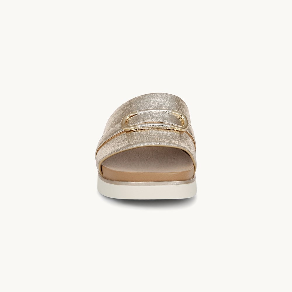 LifeStride Genevieve Flat Sandal - Platino Gold Faux Leather