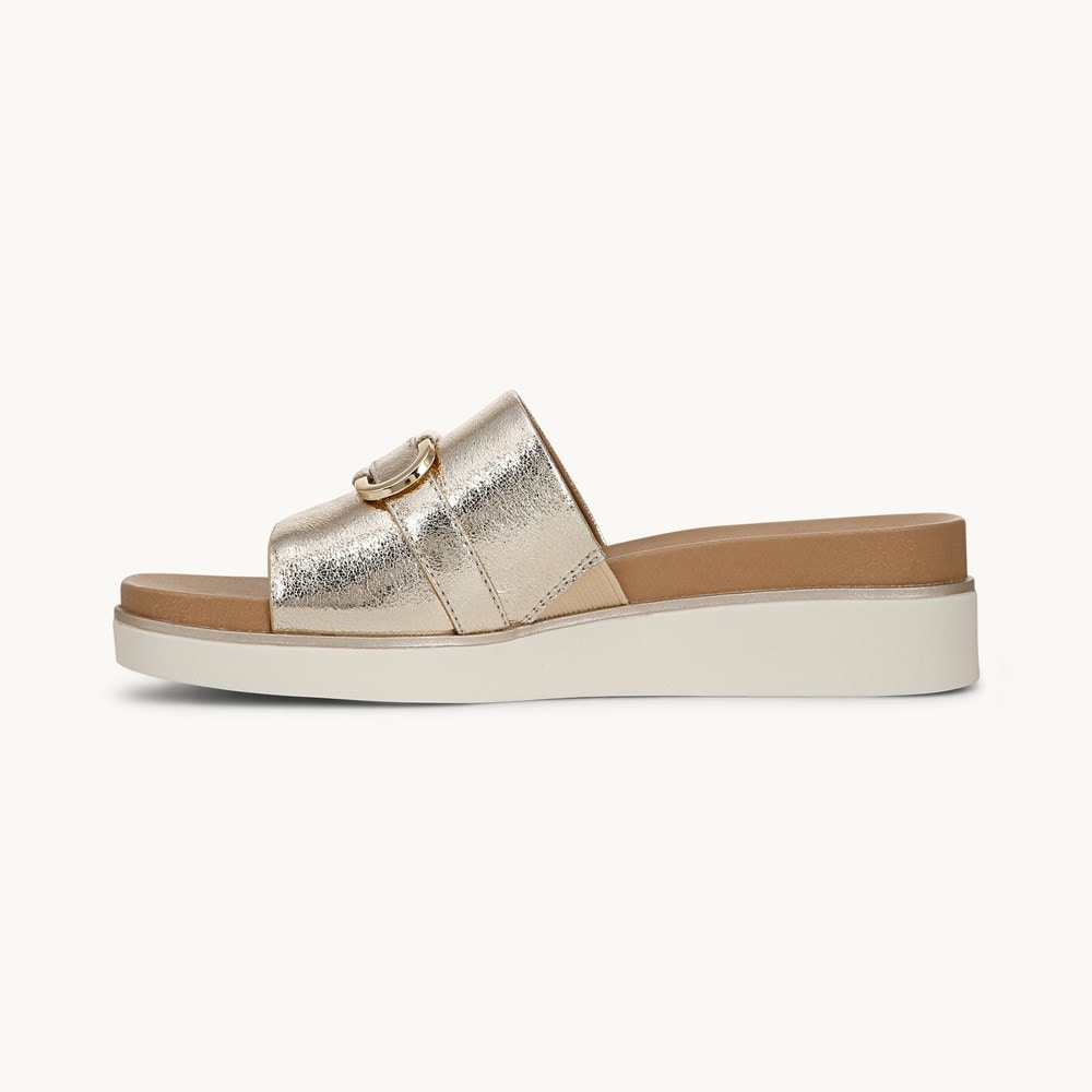 LifeStride Genevieve Flat Sandal - Platino Gold Faux Leather