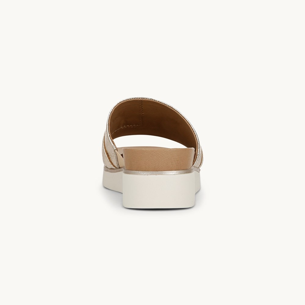 LifeStride Genevieve Flat Sandal - Platino Gold Faux Leather