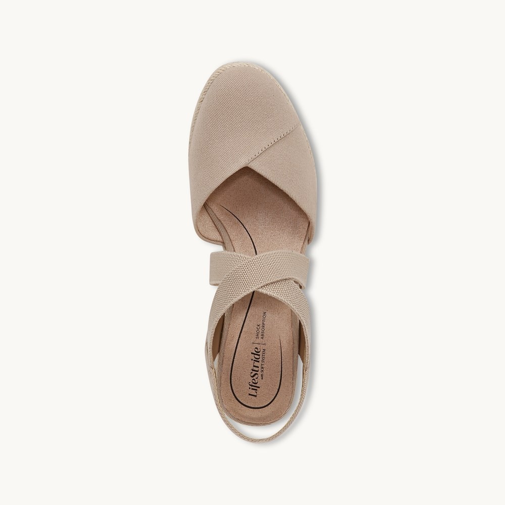 LifeStride Kimball Espadrille Wedge - Tender Taupe Fabric