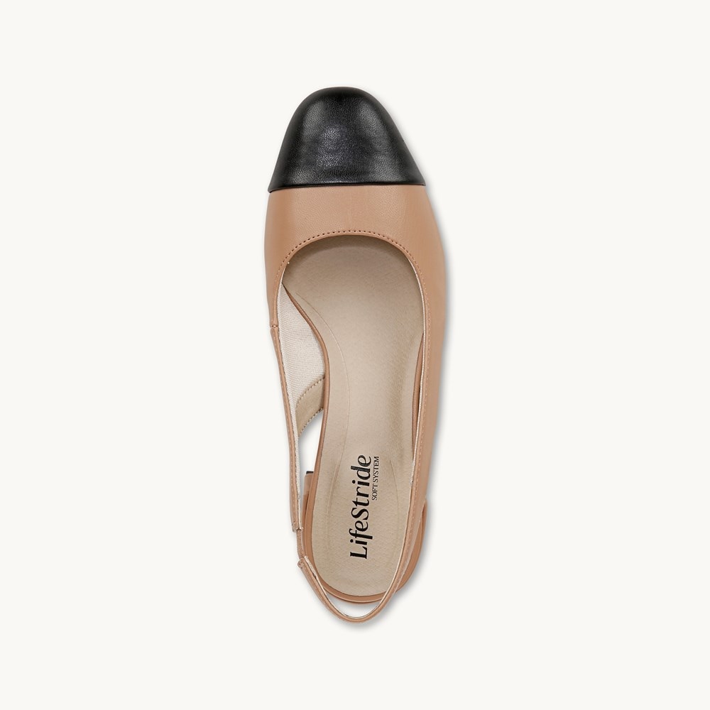 LifeStride Becoming Slingback Pump - Sienna/Black Faux Leather
