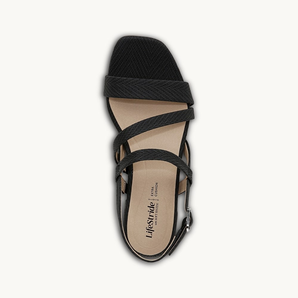 LifeStride Janet Strappy Dress Sandal - Black Faux Leather