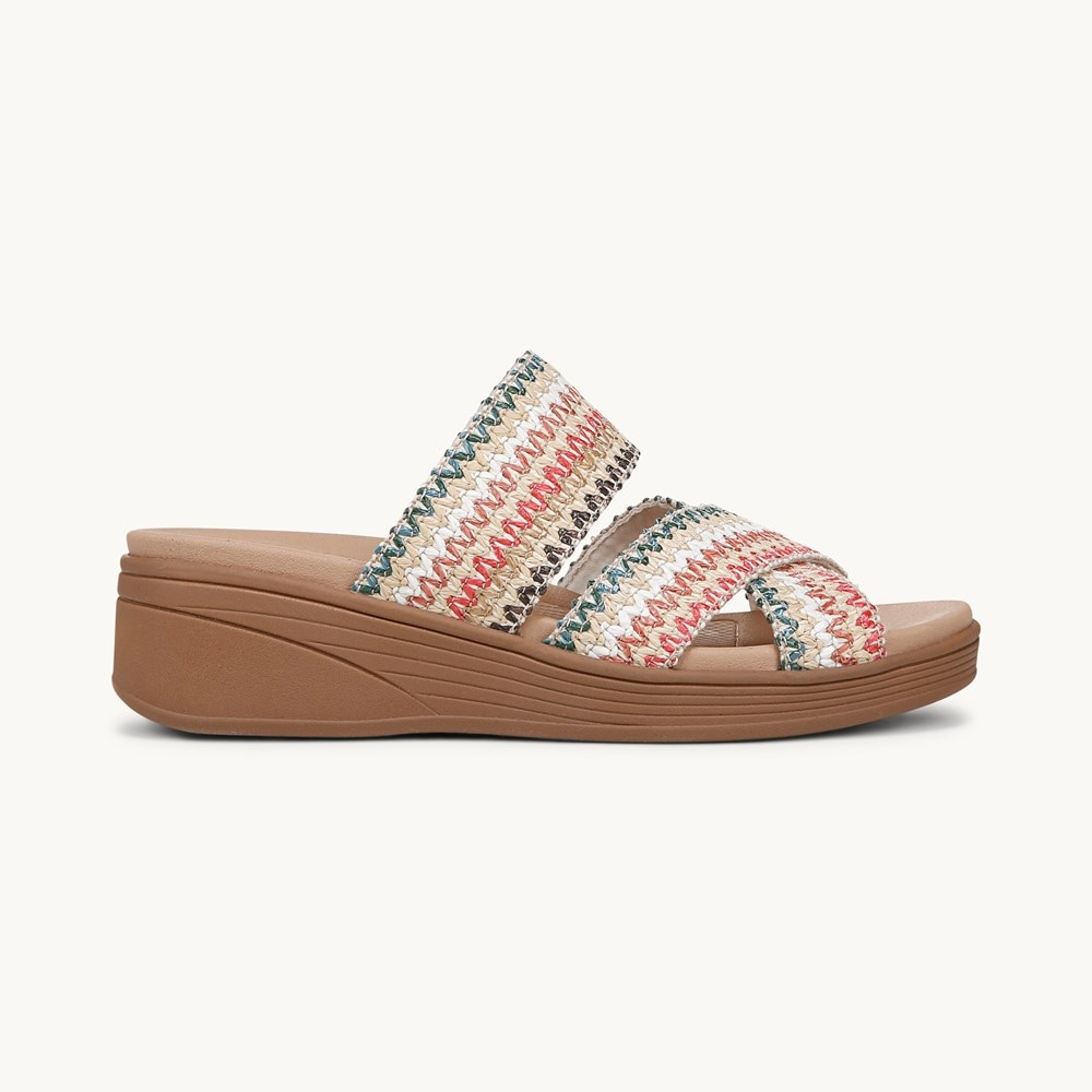 LifeStride Fiona Wedge Sandal - Natural Multi Raffia Fabric