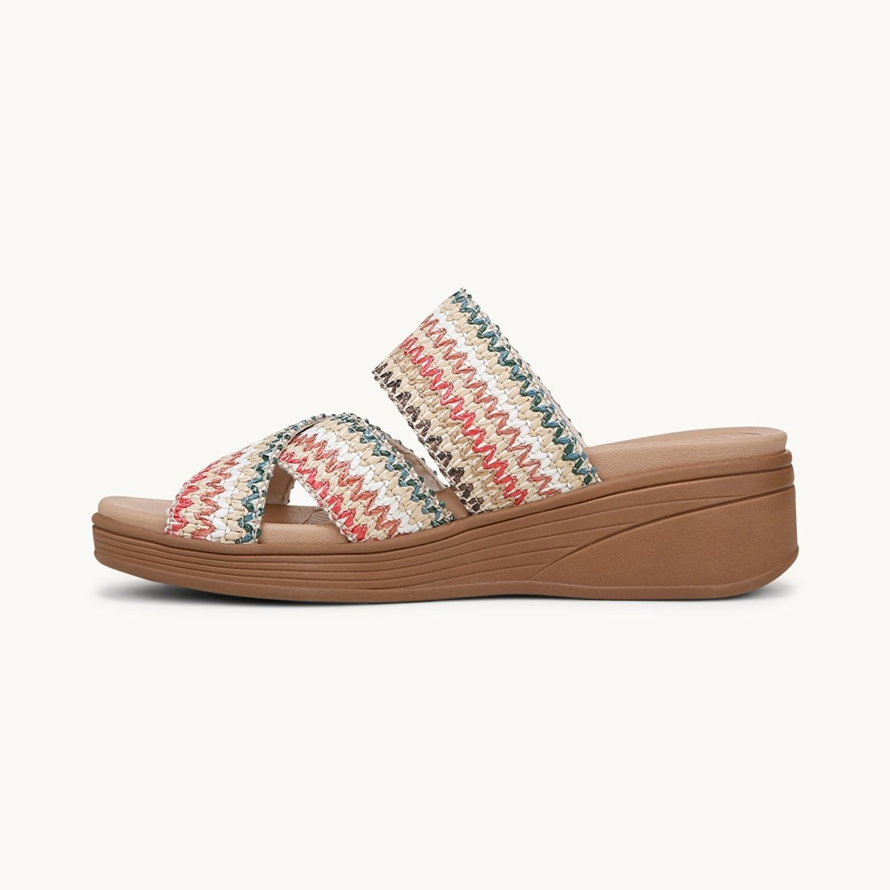 LifeStride Fiona Wedge Sandal - Natural Multi Raffia Fabric