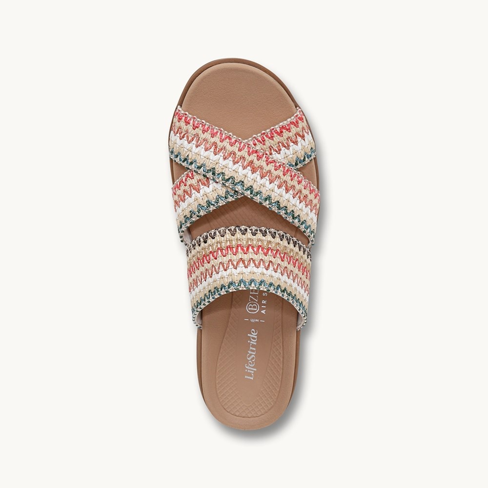LifeStride Fiona Wedge Sandal - Natural Multi Raffia Fabric