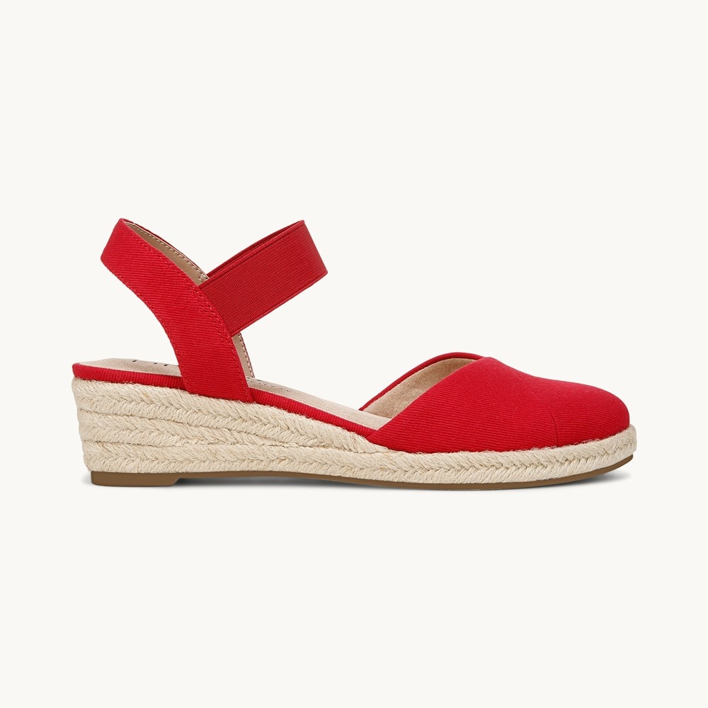 LifeStride Kimmie Espadrille Wedge - Fire Red Canvas