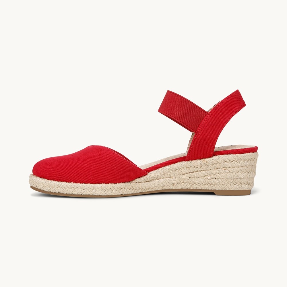 LifeStride Kimmie Espadrille Wedge - Fire Red Canvas