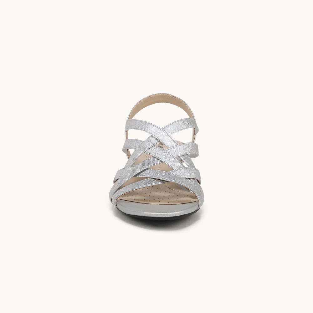 LifeStride Yung Strappy Wedge Sandal - Silver Faux Leather