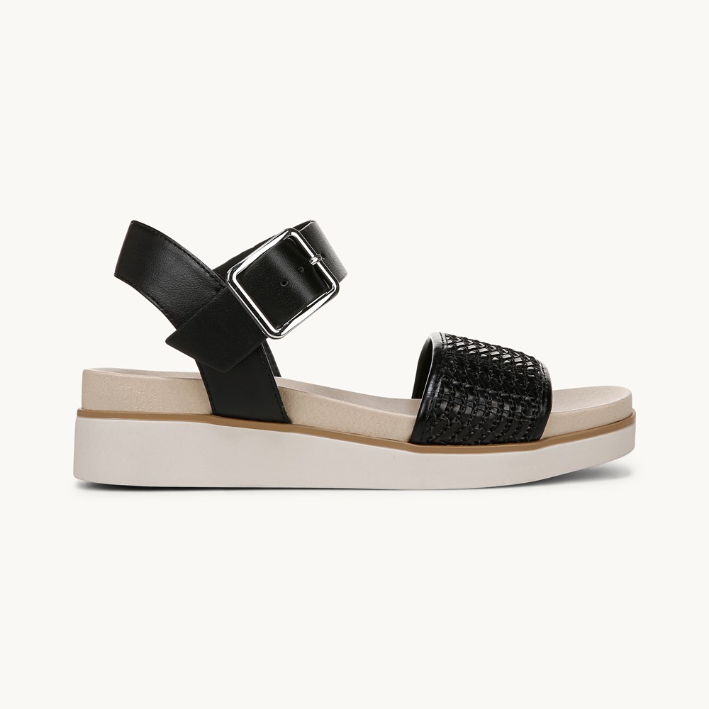 LifeStride Gillian 2 Strappy Sandal - Black Faux Leather